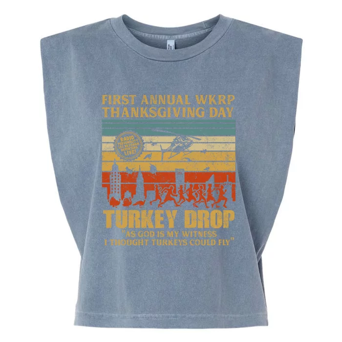 First Annual WKRP Thanksgiving Day Turkey Drop Garment-Dyed Women's Muscle Tee