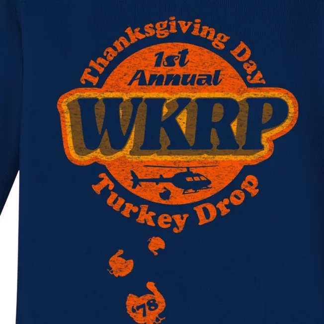 First Annual WKRP Thanksgiving Day Turkey Drop Baby Long Sleeve Bodysuit