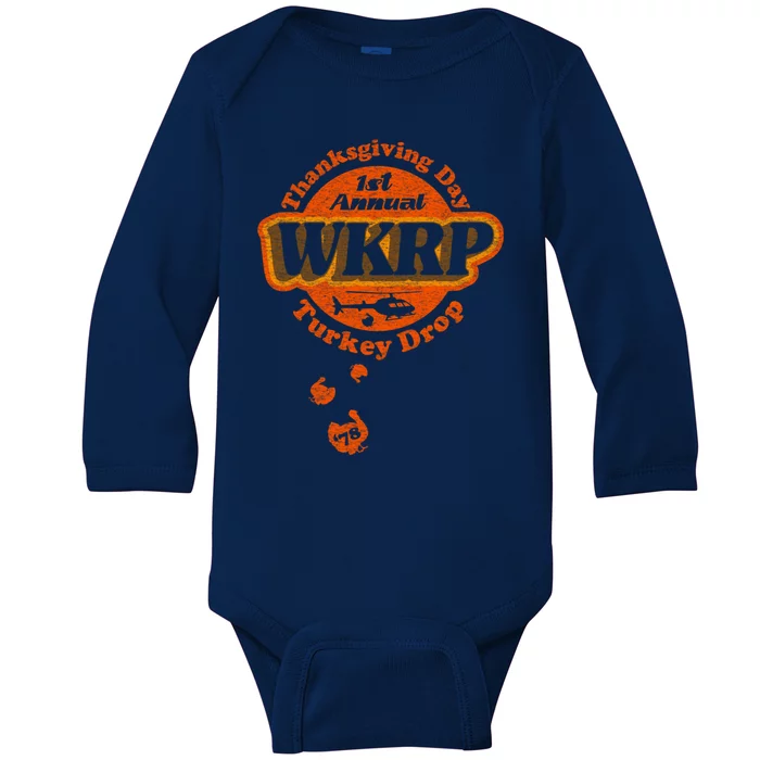 First Annual WKRP Thanksgiving Day Turkey Drop Baby Long Sleeve Bodysuit