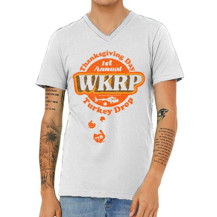 First Annual WKRP Thanksgiving Day Turkey Drop V-Neck T-Shirt