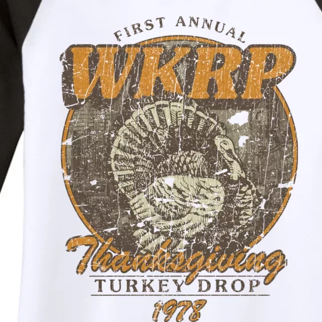 First Annual WKRP Thanksgiving Day Turkey Drop Women's Tri-Blend 3/4-Sleeve Raglan Shirt