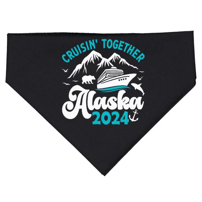 Funny Anniversary Wedding Alaska Cruise 2024 Couple Vacation USA-Made Doggie Bandana