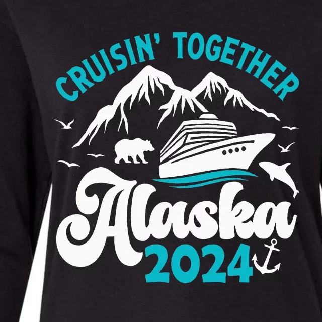 Funny Anniversary Wedding Alaska Cruise 2024 Couple Vacation Womens Cotton Relaxed Long Sleeve T-Shirt