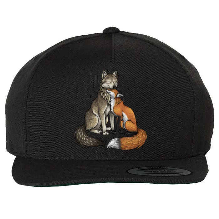 Fox And Wolf Wool Snapback Cap