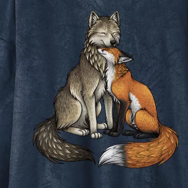 Fox And Wolf Hooded Wearable Blanket