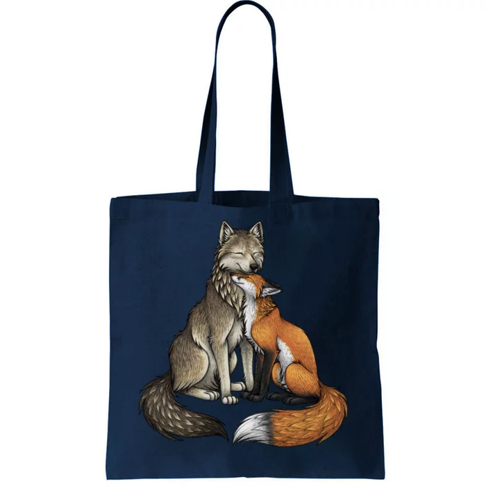 Fox And Wolf Tote Bag