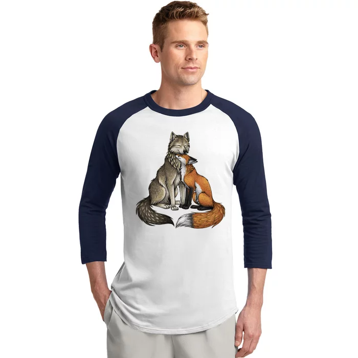 Fox And Wolf Baseball Sleeve Shirt