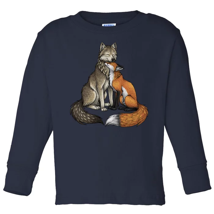 Fox And Wolf Toddler Long Sleeve Shirt