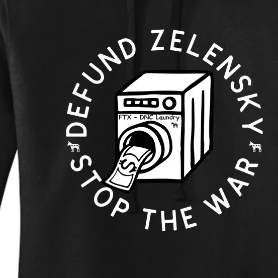 Funny Anti War Defund Zelensky Ukraine FTX Money Laundering Women's Pullover Hoodie