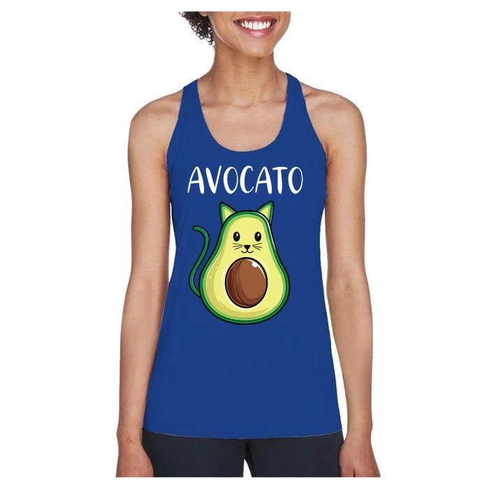 Funny Avocado Women Avocato Cat Women's Racerback Tank