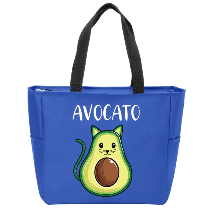 Funny Avocado Women Avocato Cat Zip Tote Bag