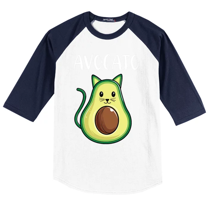 Funny Avocado Women Avocato Cat Baseball Sleeve Shirt