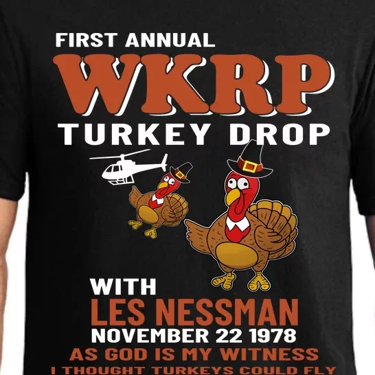 First Annual WKRP Turkey Drop With Les Nessman Thanksgiving Pajama Set