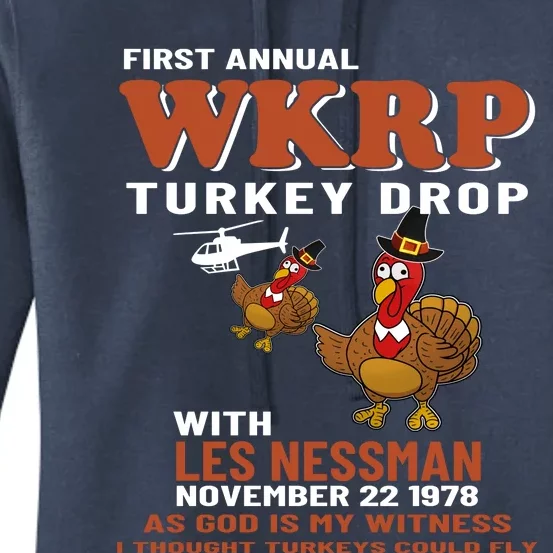 First Annual WKRP Turkey Drop With Les Nessman Thanksgiving Women's Pullover Hoodie