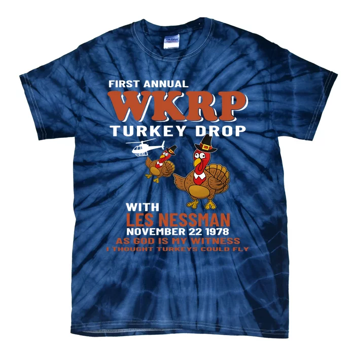 First Annual WKRP Turkey Drop With Les Nessman Thanksgiving Tie-Dye T-Shirt