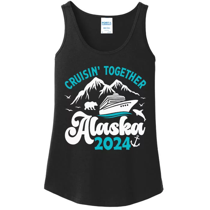 Funny Anniversary Wedding Alaska Cruise 2024 Couple Vacation Ladies Essential Tank