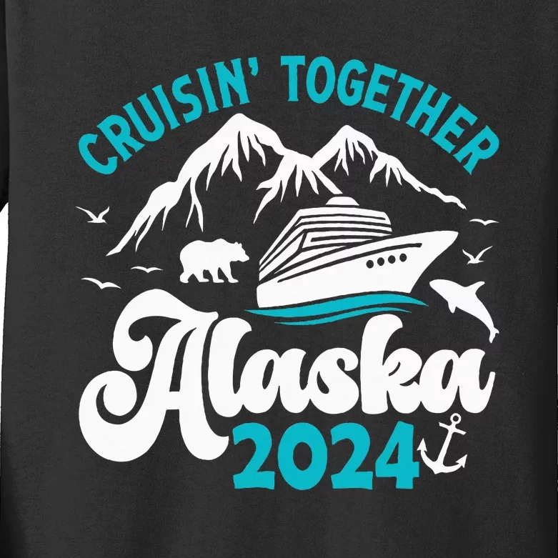 Funny Anniversary Wedding Alaska Cruise 2024 Couple Vacation Kids Long Sleeve Shirt