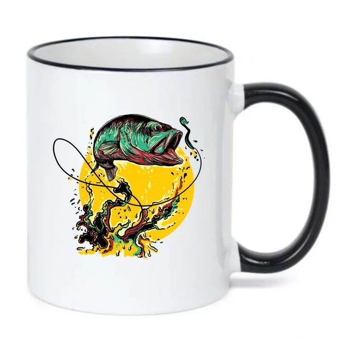 Fishing Art Wave Sunset Black Color Changing Mug