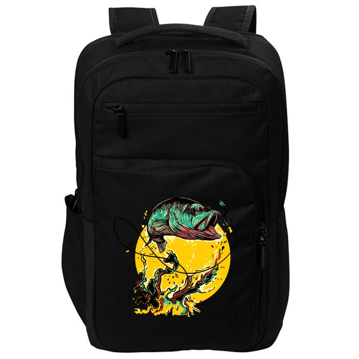 Fishing Art Wave Sunset Impact Tech Backpack