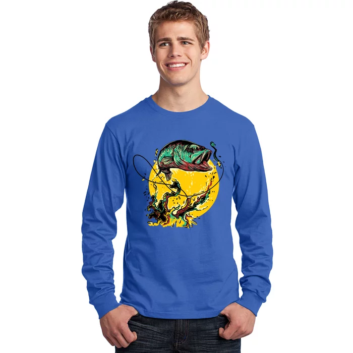 Fishing Art Wave Sunset Long Sleeve Shirt