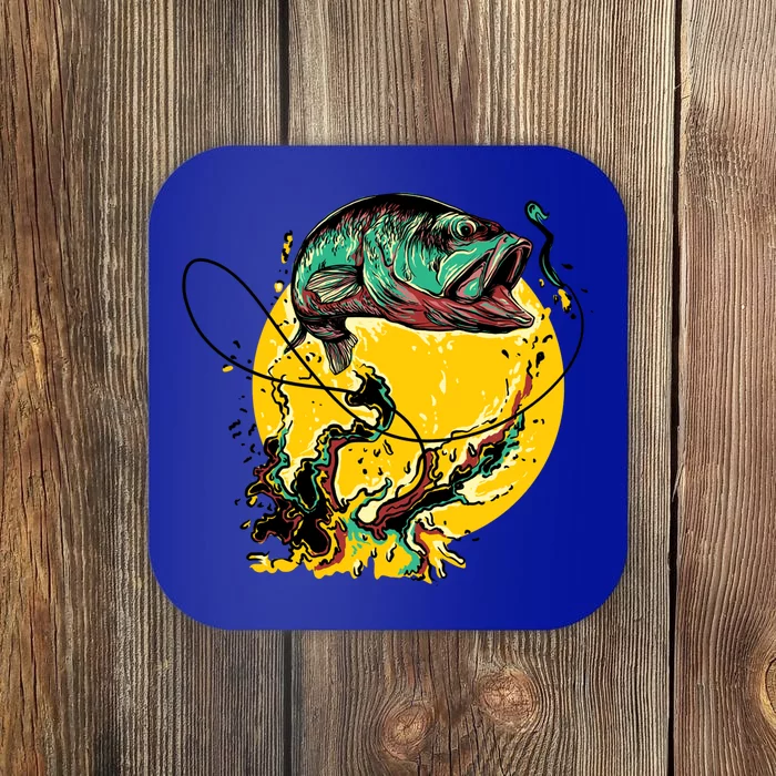 Fishing Art Wave Sunset Coaster