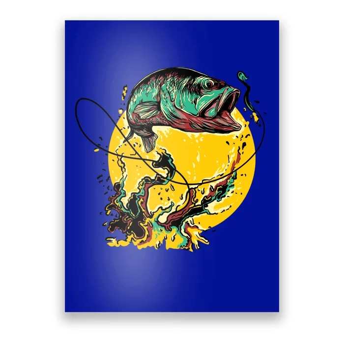 Fishing Art Wave Sunset Poster