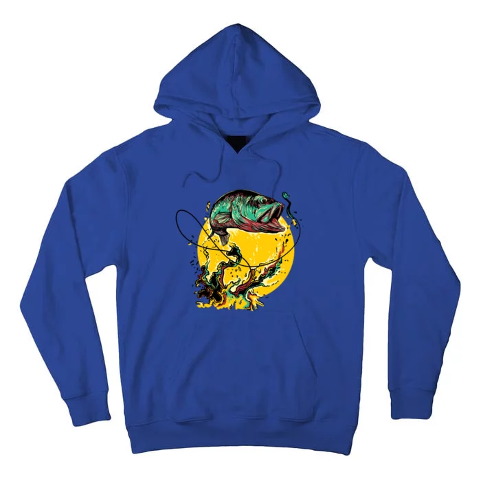 Fishing Art Wave Sunset Tall Hoodie