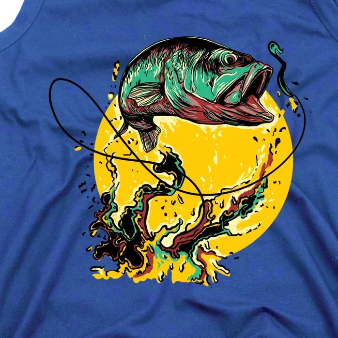 Fishing Art Wave Sunset Tank Top