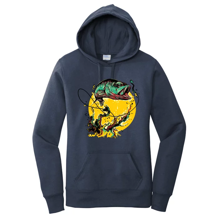 Fishing Art Wave Sunset Women's Pullover Hoodie