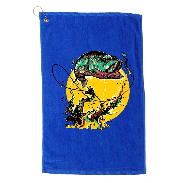 Fishing Art Wave Sunset Platinum Collection Golf Towel