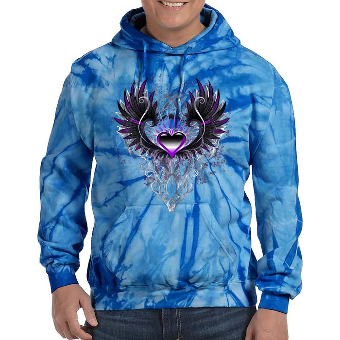 Fallen Angel Wings Dark Goth Clothing Heart Of Asexual Funny Gift Tie Dye Hoodie