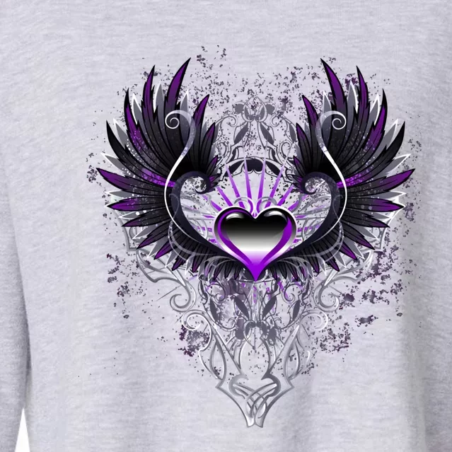 Fallen Angel Wings Dark Goth Clothing Heart Of Asexual Funny Gift Cropped Pullover Crew