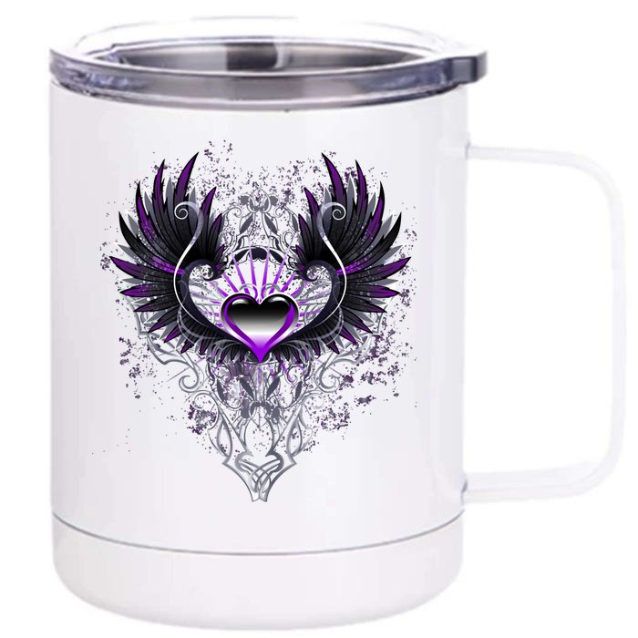 Fallen Angel Wings Dark Goth Clothing Heart Of Asexual Funny Gift Front & Back 12oz Stainless Steel Tumbler Cup