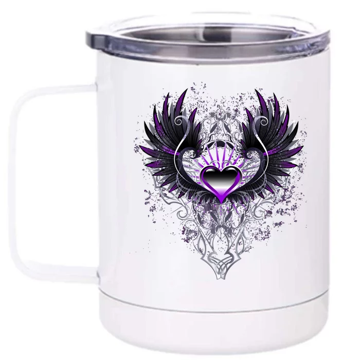 Fallen Angel Wings Dark Goth Clothing Heart Of Asexual Funny Gift Front & Back 12oz Stainless Steel Tumbler Cup