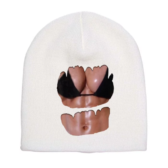 Fake Abs Women Bikini Body Muscle Six Pack Fake Big Boobs Short Acrylic Beanie