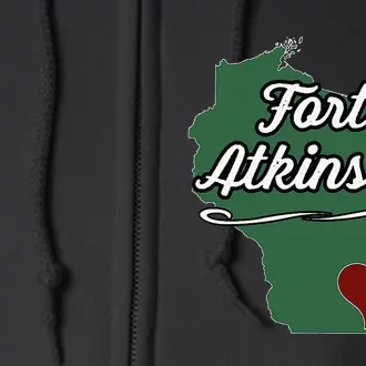 FORT ATKINSON Wisconsin WI USA City State Souvenir Full Zip Hoodie