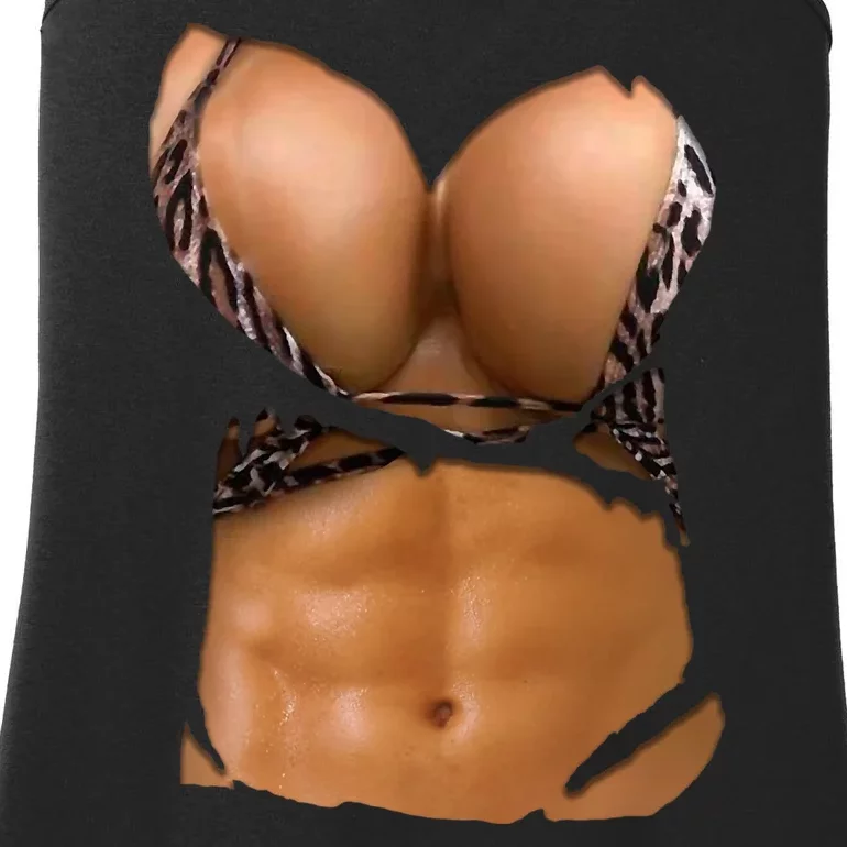 Fake Abs Women Bikini Body Muscle Six Pack Fake Big Boobs Ladies Essential Tank