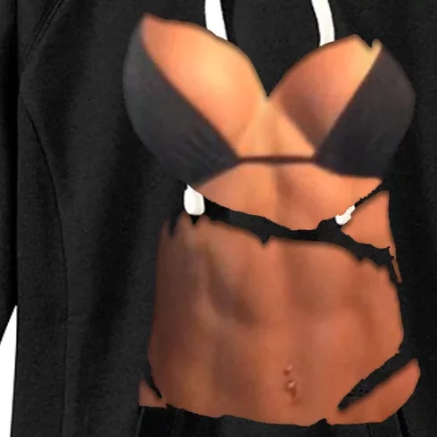 Fake Abs Women Bikini Body Muscle Six Pack Fake Big Boobs Women's Fleece Hoodie