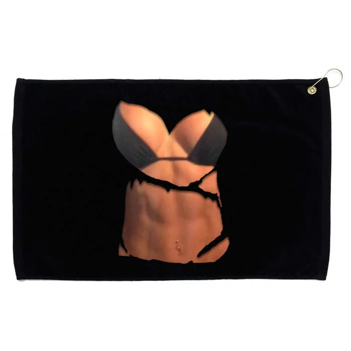 Fake Abs Women Bikini Body Muscle Six Pack Fake Big Boobs Grommeted Golf Towel