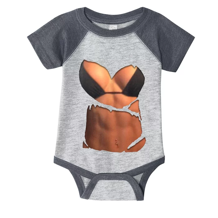 Fake Abs Women Bikini Body Muscle Six Pack Fake Big Boobs Infant Baby Jersey Bodysuit