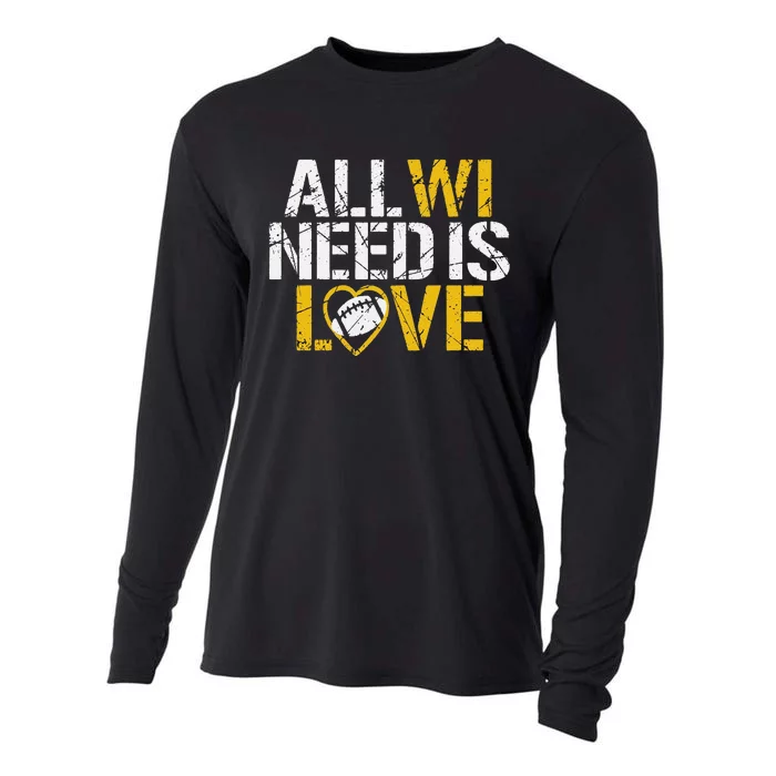 Funny All Wi Need Is Love Green Bay Cooling Performance Long Sleeve Crew