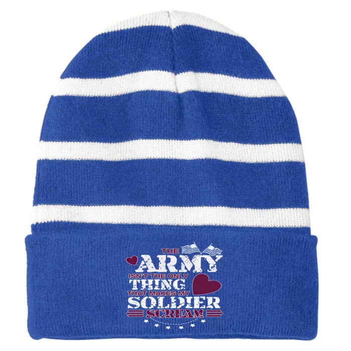 Funny Army Wife/friend Gift Make My Soldier Scream Cute Gift Striped Beanie with Solid Band