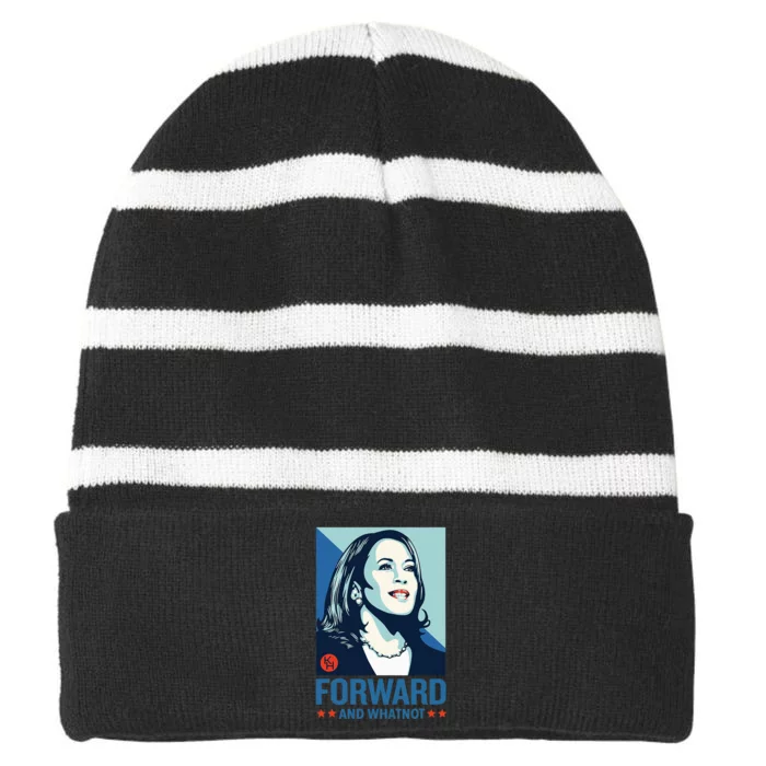 Forward And Whatnot Kamala Harris Walz 2024 Striped Beanie with Solid Band