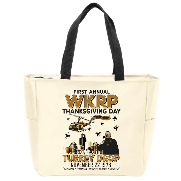 First Annual Wkrp Thanksgiving Day Turkey Drop Zip Tote Bag