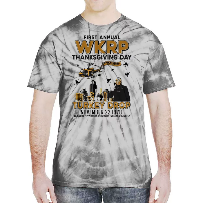 First Annual Wkrp Thanksgiving Day Turkey Drop Tie-Dye T-Shirt