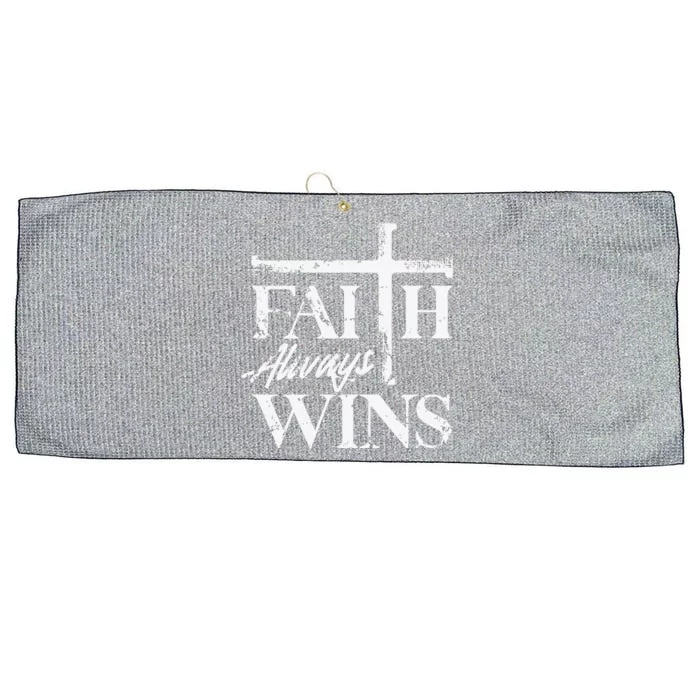 Faith Always Wins Christian Belief Hope Pray Large Microfiber Waffle Golf Towel