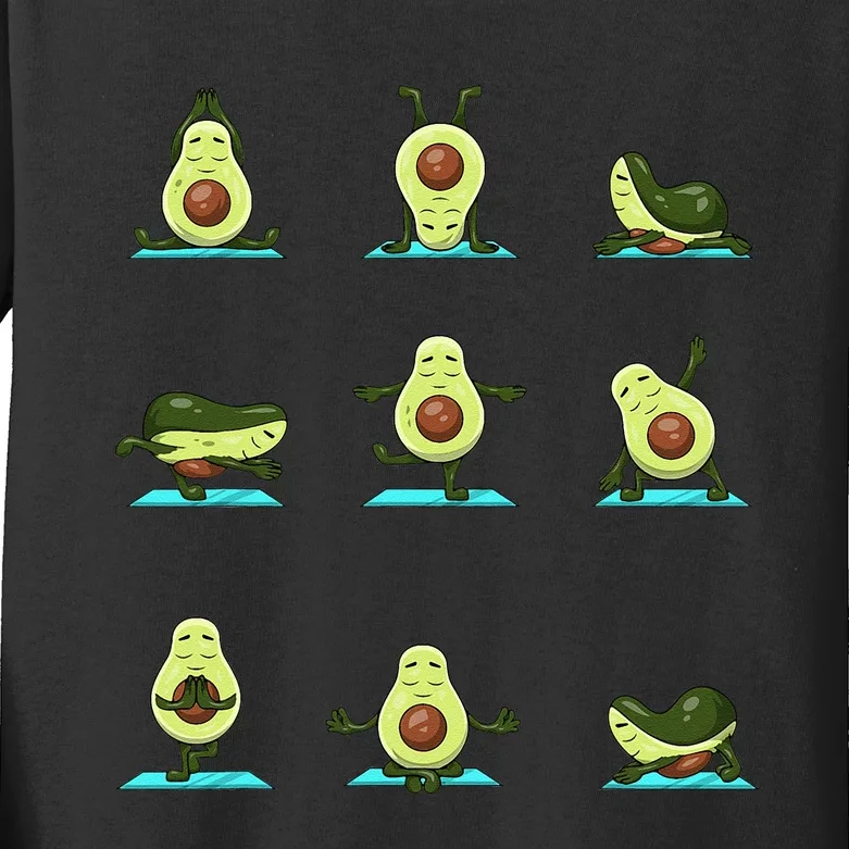 Funny Avocado Yoga Fitness Funny Exercising Gym Avocado Kids Long Sleeve Shirt