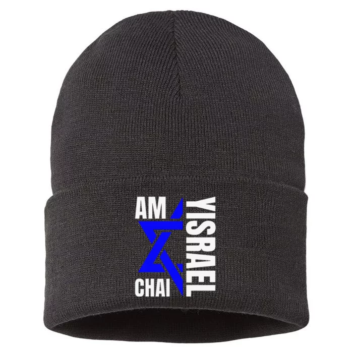 Funny Am Yisrael Chai Israel Star Of David Sustainable Knit Beanie