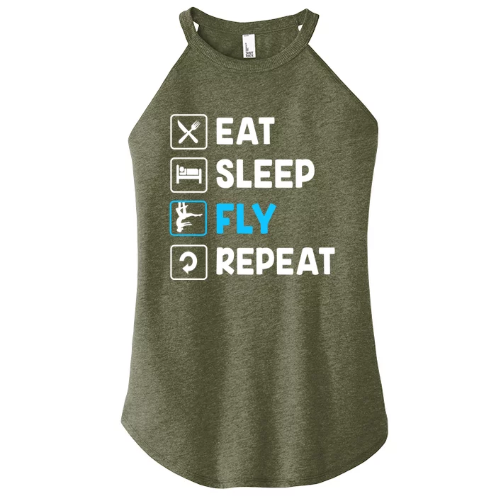 Funny Aerial Yoga Eat Sleep Fly Repeat Gift Women’s Perfect Tri Rocker Tank