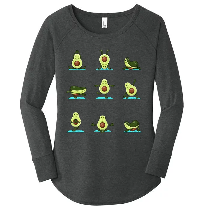 Funny Avocado Yoga Fitness Funny Exercising Gym Avocado Women's Perfect Tri Tunic Long Sleeve Shirt